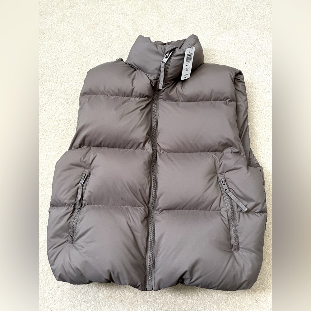 Aritzia Puffy Vest in Taupe Gray